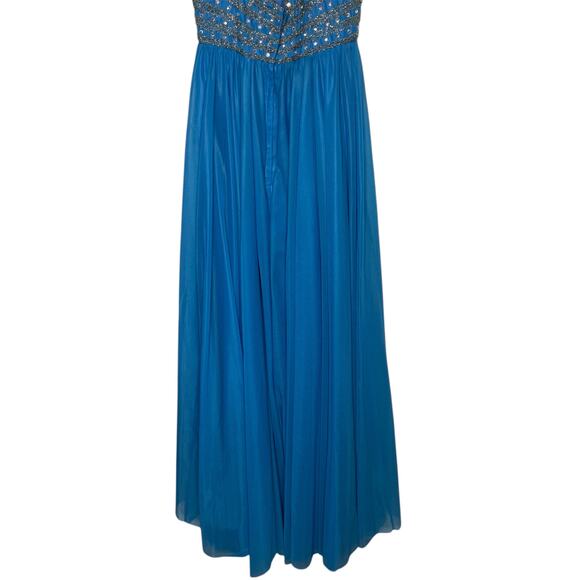 Mike Benet Formals turquoise blue Evening Gown size 12 Vintage Long Halter New - Picture 7 of 9